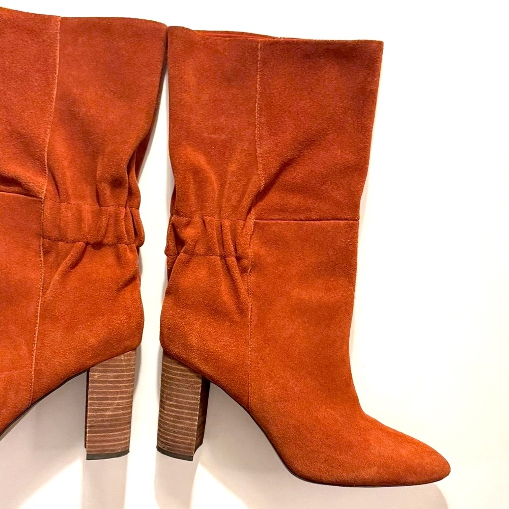 CHARLES BY CHARLES DAVID Womens Red Ruched Barrie Leather Booties - Picture 6 of 13